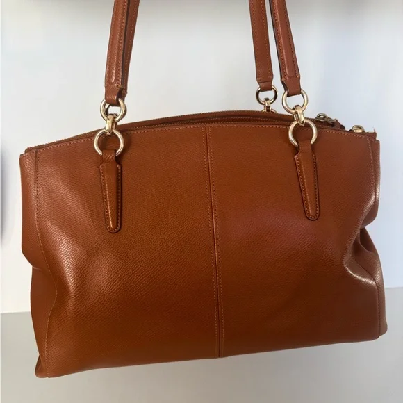 Coach | Christie Crossgrain Leather Satchel shoulder bag Saddle EUC - Picture 7 of 14